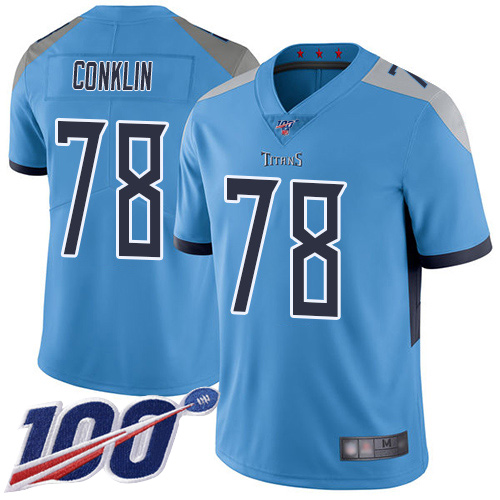 Tennessee Titans Limited Light Blue Men Jack Conklin Alternate Jersey NFL Football #78 100th Season Vapor Untouchable
